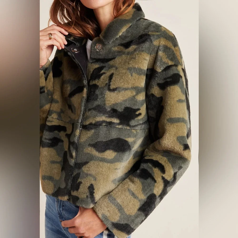 Anthropologie NVLT Vincenza Camo Faux Fur Jacket - Picture 3 of 12